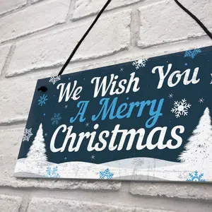 Red Ocean Christmas Signs For The Home Hanging Wall Door Plaque Xmas Decoration Kitchen Signs