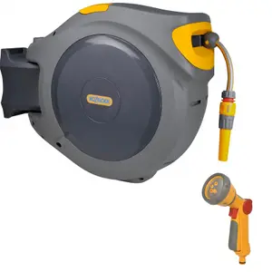 Hozelock 2595 40m Auto Reel Retractable Hose System Wall Mounted 2679 Spray Gun