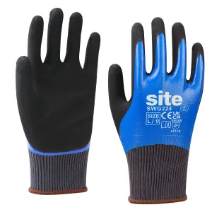 Site Nitrile & polyester Blue & black Grip glove, Large