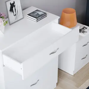 Vida Designs Riano White 5 Drawer Chest (H)900mm (W)750mm (D)360mm