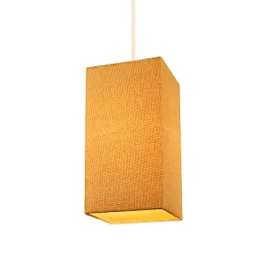 Modern and Stylish Textured Ochre Linen Fabric Tall Rectangular 25cm Lampshade