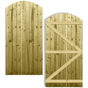 Premier Garden Supplies Pedestrian Gate 180cm (6ft) High x 90cm Wide Feather Edge Arch Top Semi-Braced Single Swing Gate