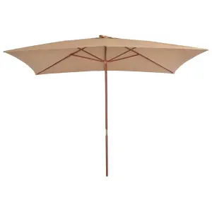 Berkfield Outdoor Parasol with Wooden Pole 200x300 cm Taupe