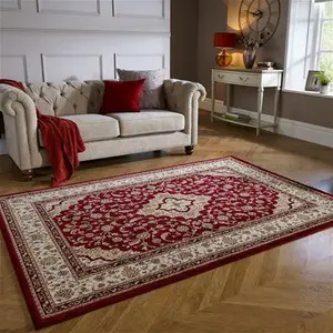 Dunelm Antalya Traditional Rug, Persian, Size: 140cm X 200cm (4.5ft X 6.5Ft), Antalya Red