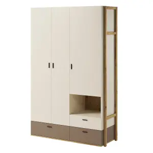 Lenny 01 Hinged Wardrobe in Beige & Oak Artisan - 1350mm x 2100mm x 510mm - Stylish Organisation Solution