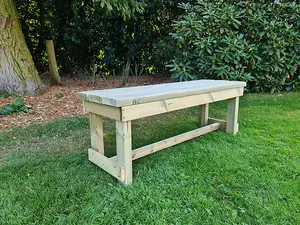 Butchers Bench, Wooden Garden Bench - L39 x W120 x H45 cm - Minimal Assembly Required