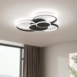 5 Circles Classic Black Finish Starry Sky LED Ceiling Light Fixture in White Light for Living Room Dining Room