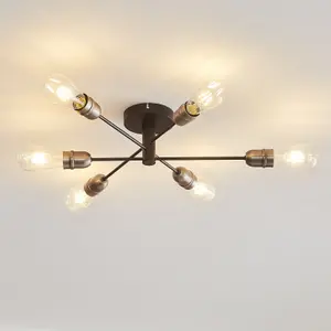 Harper Living Black and Pewter 6-Light Ceiling Spotlight