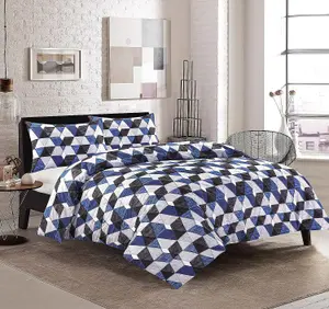 Multi Colour Geometric Casper Printed Easy Care Bedding Duvet Cover Set