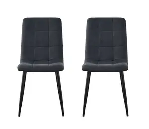 MCC Direct Henri Faux Suede Leather Dining Chairs Set of 2 Black