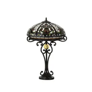 BELOFAY Real Tiffany Stained Glass Handmade Table Lamps for Living Room, 16" Wide, 30" Height