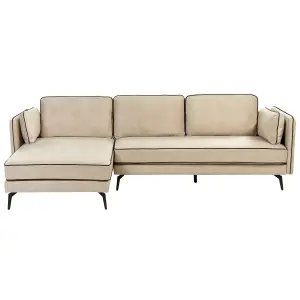 Corner Sofa ALTAN Beige Velvet Right Hand