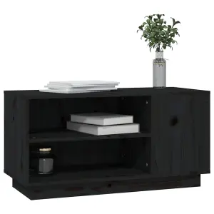 Berkfield TV Cabinet Black 80x35x40.5 cm Solid Wood Pine