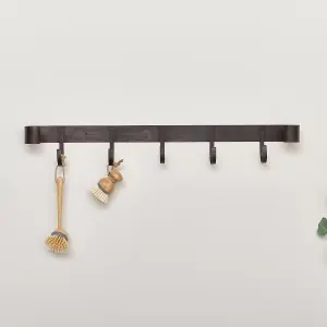 Melody Maison Large Rustic Iron Wall Hook Storage Rack