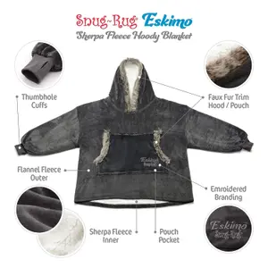 Snug Rug Eskimo - Slate Grey Wearable Blanket Oversized Hoodie Blankets for Adults Hooded