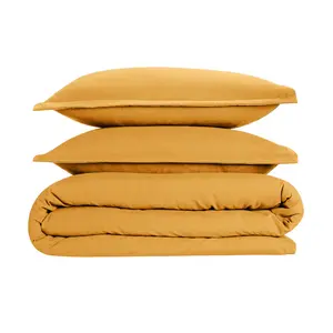 Super Soft 250 TC Microfibre Reversible Plain Duvet Cover Set Ochre / Single Duvet Cover + 1 Pillowcase