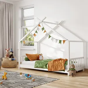 Flair Canopy House Woodeng Single Bed Frame - White