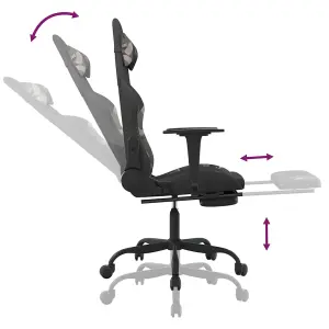 Swivel Gaming Chair with Footrest Black and Camouflage Fabric