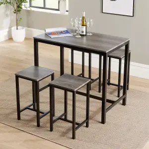 Home Source Nicosia Grey Table and Bar Stool Set