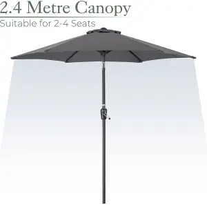 2.4m Crank and Tilt Parasol - Grey