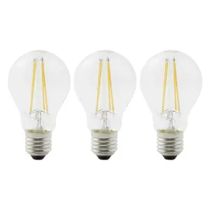 Diall 5.9W 806lm Clear GLS Neutral white LED filament Light bulb, Pack of 3