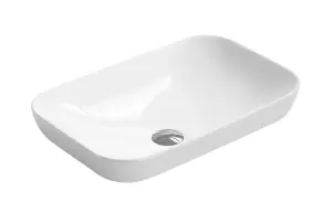 Rectangular 1 Tap Hole Ceramic Countertop Vessel without Overflow - 520mm