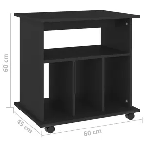 Berkfield Rolling Cabinet Black 60x45x60 cm Engineered Wood