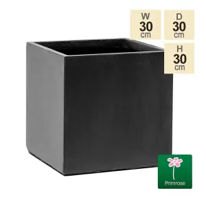 Primrose Fibrecotta Dark Grey Cube Pot Set of 2 30cm