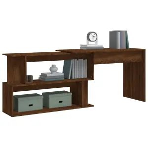 Berkfield Corner Desk Brown Oak 200x50x76 cm Engineered Wood