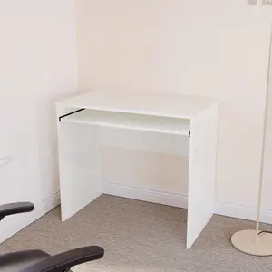 Vida Designs Huby White Computer Desk Workstation with Keyboard Tray