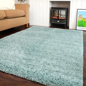 Super Soft Duck Egg Blue Shaggy Area Rug 120x170cm