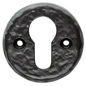 52mm Euro Profile Round Escutcheon Traditional Design Black Antique