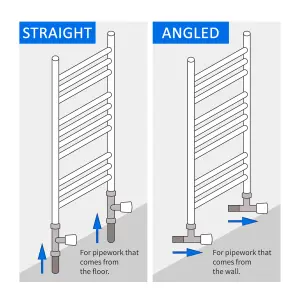 Angled Brushed Brass Round Manual Radiator Valves