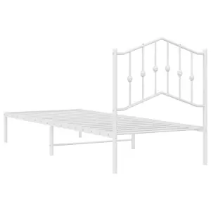 Berkfield Metal Bed Frame with Headboard White 80x200 cm