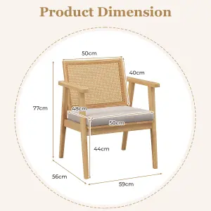 Costway Wooden Accent Chair Modern Upholstered Arm Chair Reading Leisure Chair