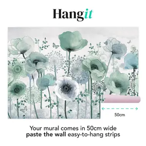 Art For the Home Poppy Teal Print To Order Fixed Size Mural