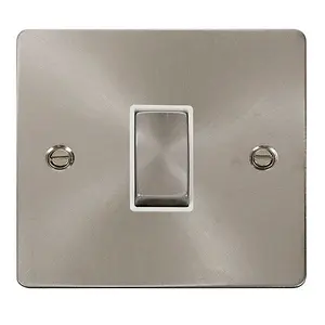 Flat Plate Satin / Brushed Chrome 10A 1 Gang Intermediate Ingot Light Switch - White Trim - SE Home