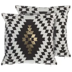 Set of 2 Cushions COLEUS Cotton 45 x 45 cm Geometric Black