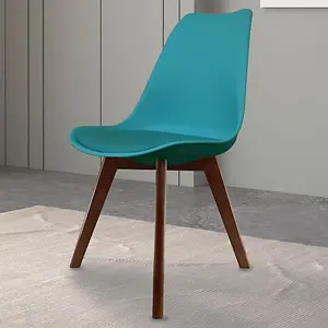 Soho Teal Plastic Dining Chair with Squared Dark Wood Legs