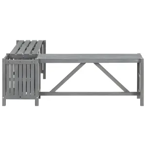 Berkfield Garden Corner Bench with Planter 117cm Solid Acacia Wood Grey