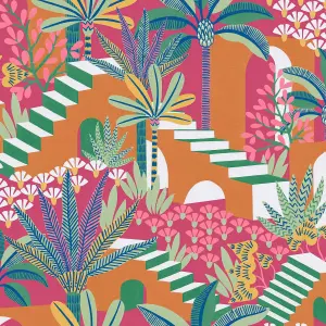 Envy Vacay Summer Heat Orange Floral Wallpaper