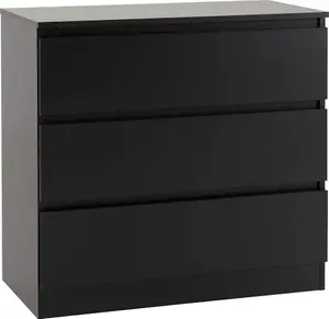 Malvern 3 Drawer Chest Black Recessed Handles