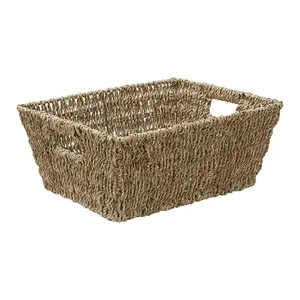 JVL Large Hand Woven Seagrass Rectangular Storage Baskets