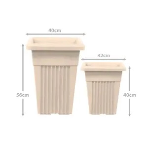 simpa 2PC Taupe Sovereign Pillar Upright Planters 40cm Dia