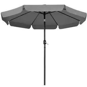 Yaheetech 2.675m Grey Patio Parasol Umbrella w/ Push Button Tilt and Crank