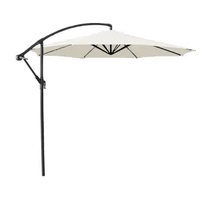 SunDaze 3M Cream Cantilever Garden Banana Parasol with Adjustable Crank Patio Shade