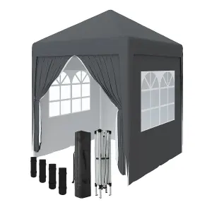 SunDaze Garden Pop Up Gazebo Party Tent Camping Marquee Canopy with 4 Sidewalls Carrying Bag Anthracite 2x2M