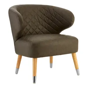 Interiors By Premier Mid Century Brown Faux Leather Wingback Armchair, Elegant Design Comfortable Armchair For Livingroom