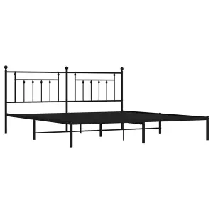 Berkfield Metal Bed Frame with Headboard Black 193x203 cm