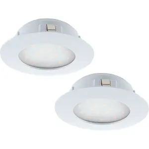 2 PACK Wall / Ceiling Flush Downlight White Plastic 12W LED 102mm Round